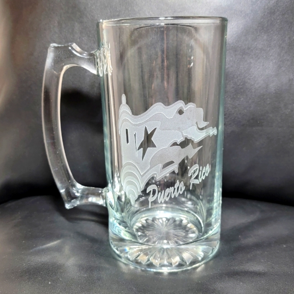 Puerto Rico Heavy 7" Tall Beer Stein Mug Reusable Souvenir Collectible Glass Cup